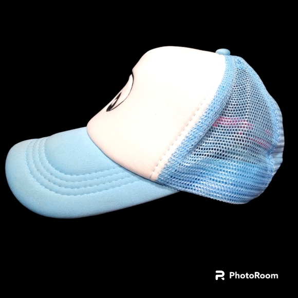 Snap-Back Ying/Yang Hat, Novelty, SkyBlue, White, Adjustable - Picture 3 of 12